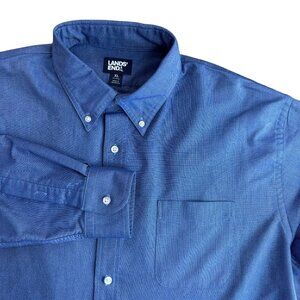 Lands End Button Down Dress Shirt Mens XL Oxford Pocket Oeko Tek Work Career‎
